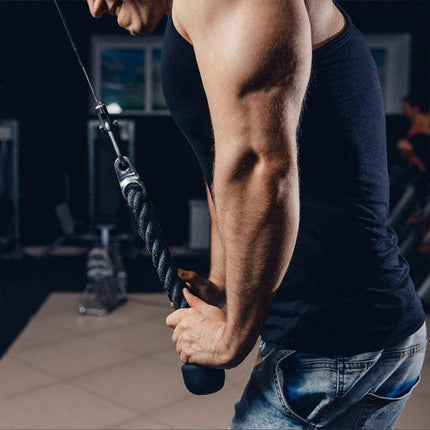 TRICEP ROPE GYM CABLE ATTACHMENT SINGLE HANDLE ROW BAR HOME GYM FITNESS DIP - Aimall