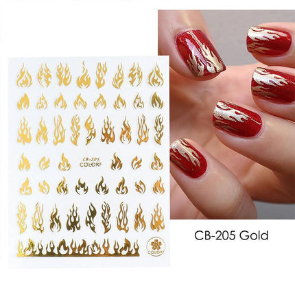 1PC NEW 3D Nail Art stickers Flames manicure decals nail accessory AU STOCK - Aimall