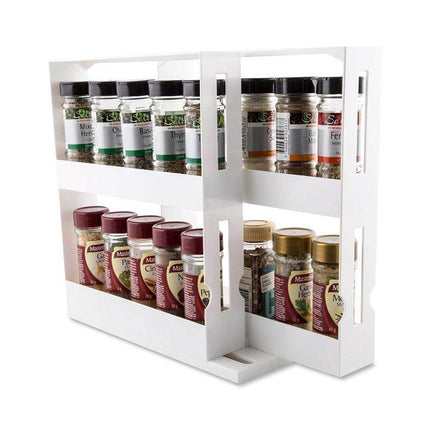 Slide Cabinet Organiser Rack Storage Pantry Kitchen Shelf Spice Jars Can Holder - Aimall