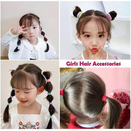 100x Hair Ties Elastic Band Snagless Ponytail Tie School Bubbles Various Colours - Aimall