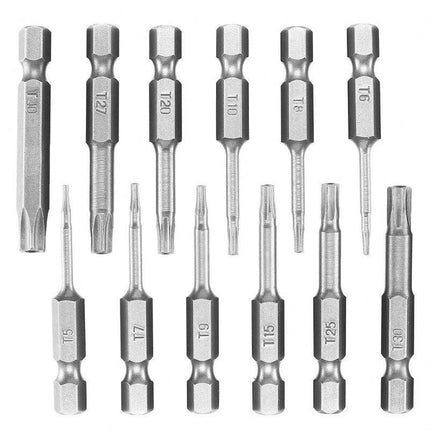 Torx Head Magnetic Screw Driver Bit Set 12pc Hex Shank Impact Power Tamper Proof - Aimall