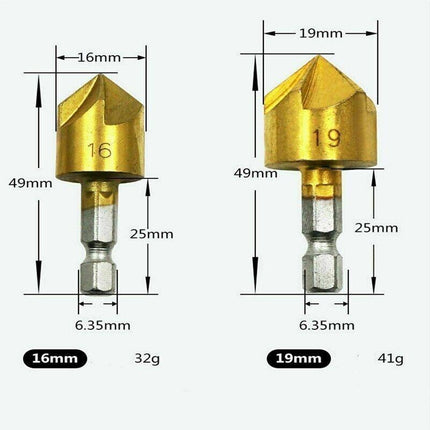 6X Chamfer Countersink Deburring Drill Bit 6Pcs Crosshole Cutting Metal Tools AU - Aimall