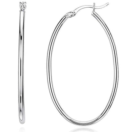 Stunning 925 Sterling Silver Filled SP Large Oval Hoop Huggie Earrings AU Stock - Aimall