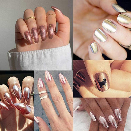 6 Colour Nail Mirror Effect Powder High Pigment Glitter Nail Art Dust Manicure A - Aimall