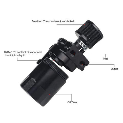 Oil Catch Breather Can Kit Universal Petrol Filter Baffled Diesel Reservoir Tank - Aimall