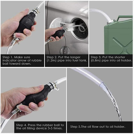 A Manual Water Oil Liquid Syphon Petrol Fuel Transfer Pump Hand Siphon Pipe Hose - Aimall