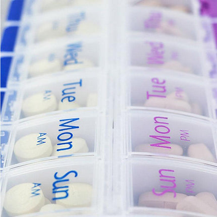 14 Slot 7 Day Pill Box Dispenser Medicine Organiser AM Case Medication AU Stock - Aimall