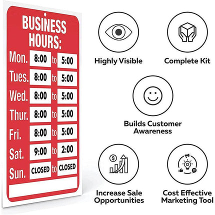 Business Hours Open Close Sign Clock Office Business Shop Door Restaurant Window - Aimall