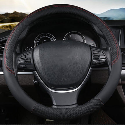 Breathable Car Steering Wheel Black Cover PU Leather Anti-slip Interiors 15'' AU - Aimall