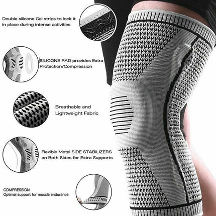 Knee Brace Knee Compression Sleeve Professional Sports Silicone Knee Support AU - Aimall