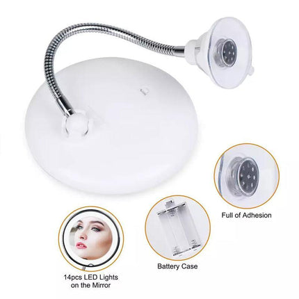 10X Magnifying Makeup Mirror With LED Light Cosmetic 360° Rotation Flexible AU - Aimall