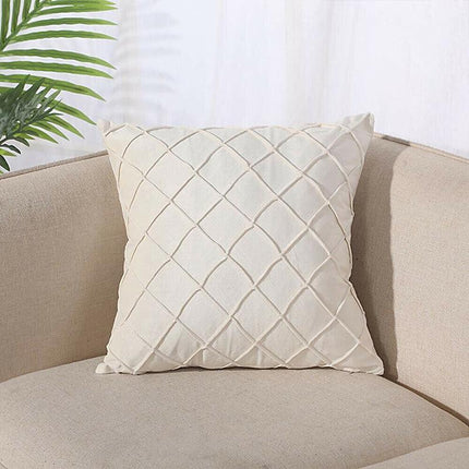 Velvet Cushion Cover Pleated Checked Plaid Plush Decorative Lounge Cushion Cover - Aimall