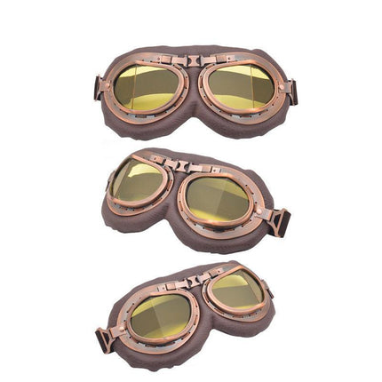 Vintage Pilot Motorcycle Racing Goggles Aviator Retro ATV UTV Dirt Bike Eyewear - Aimall