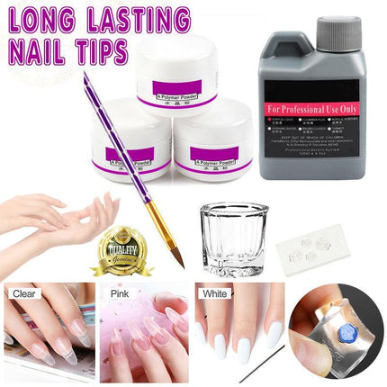 Acrylic Nail Art Starter Kit Clear White Pink Acrylic Powder 120ML Liquid Set AU - Aimall