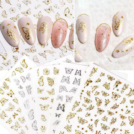 3D Nail Butterfly Design Sticker Decor Decal Holographic Laser Nail Art Sticker - Aimall