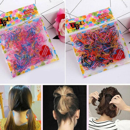 400+pcs Colorful Black Ponytail Holder Elastic Rubber Band Hair Ties Ropes Rings - Aimall