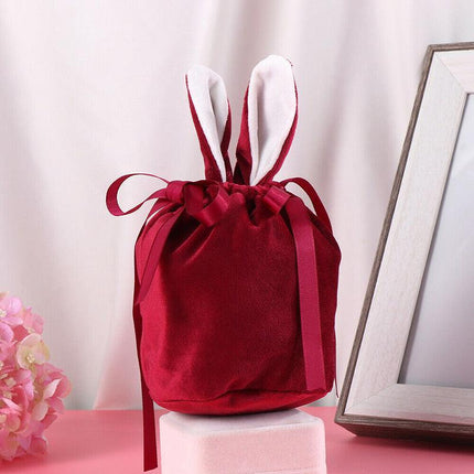 Organizer Birthday Party Bunny Ears Candy Bags Easter Rabbit Gift Packing Bags - Wine Red - Aimall