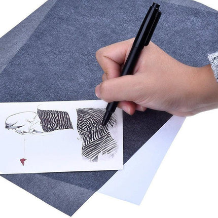 100x Sheets Carbon Paper Transfer Copy Graphite Tracing A4 Wood Canvas Art Black - Aimall