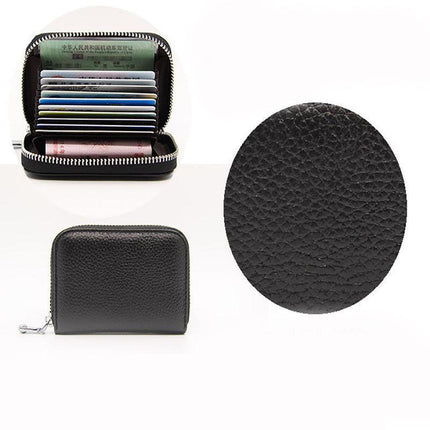 Women Zip Leather Wallet Card Holder Blocking Coin Purse Pouch Short Wallet RFID - Aimall