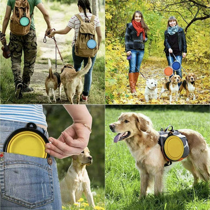 Portable Foldable Pet Bowl Collapsible Silicone Food Water Feeder Cat Dog Cat AU - Aimall