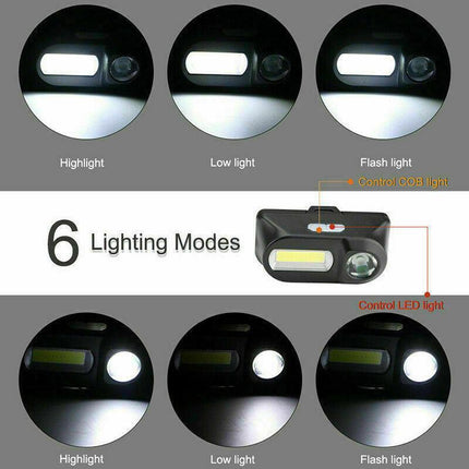 Super Bright Waterproof Head Torch Headlight LED USB Rechargeable Headlamp Fish - Aimall