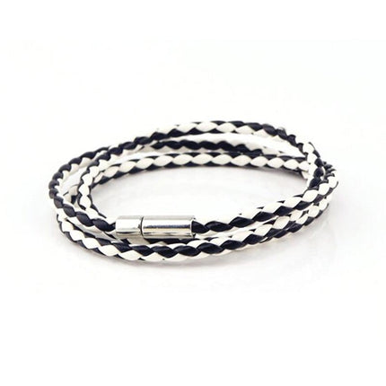 1PC New Fashion Men Women Three Laps PU Leather Bracelet Wristband Bangle Punk - Aimall