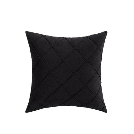 Velvet Cushion Cover Pleated Checked Plaid Plush Decorative Lounge Cushion Cover - Aimall