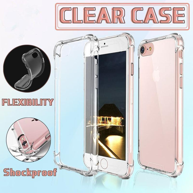 Shockproof iPhone 13 12 11 Pro Max XS X 8 7 Soft Gel Clear Case Cover for Apple - Aimall