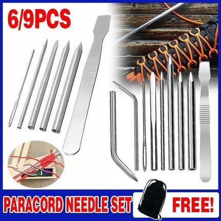 6/9 PCS Stainless Steel Paracord Bracelet Fid Lacing Stitching Needles Tool Set - Aimall