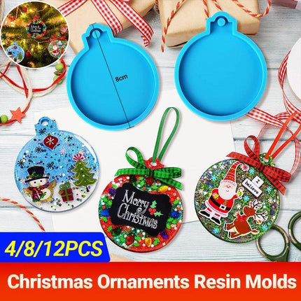 12PCS Christmas Bauble Silicone Mould Resin Mold Plain Round Circle DIY Crafts - Aimall