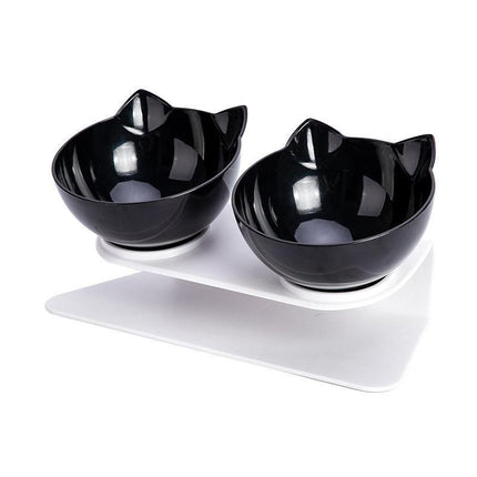 Double Cat Bowl Pet Bowls Stand Dog Elevated Feeder Food Water Raised Lifted AU - Aimall