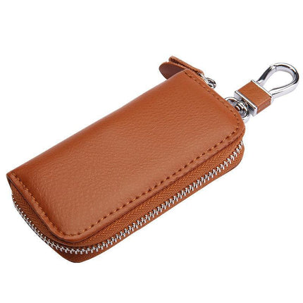 Genuine Leather Key Wallet Zipper Coin Bag Storage Card NFC Pouch Purse 4Colours - Aimall