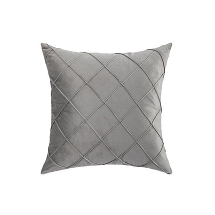 Velvet Cushion Cover Pleated Checked Plaid Plush Decorative Lounge Cushion Cover - Aimall