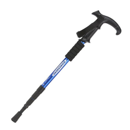 Folding Walking Stick Telescopic Adjustable Antishock Hiking Grip Pole Trekking - Aimall