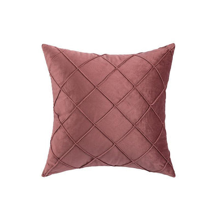 Velvet Cushion Cover Pleated Checked Plaid Plush Decorative Lounge Cushion Cover - Aimall