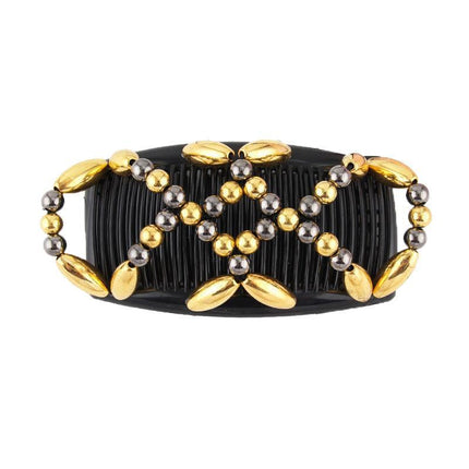 Beaded Stretchy Easy Magic Hair Comb Elastic Double Hair Clip Hair Accessories - Aimall