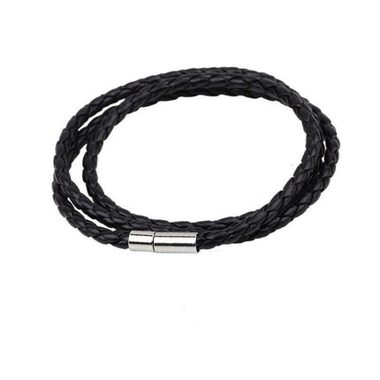 1PC New Fashion Men Women Three Laps PU Leather Bracelet Wristband Bangle Punk - Aimall