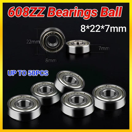 10-50X NEW 608ZZ Ball Bearings PREMIUM ABEC-5 CNC Skateboard 3D Printer RepRap - Aimall