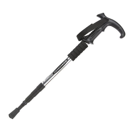 Folding Walking Stick Telescopic Adjustable Antishock Hiking Grip Pole Trekking - Aimall