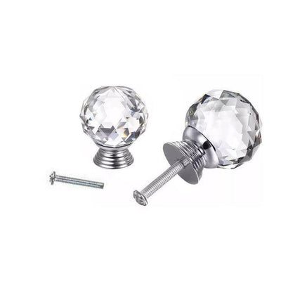 Door Knobs Handle Pull Clear Crystal Glass Knob Drawer Cabinet +Screw 30mm 40mm - Aimall