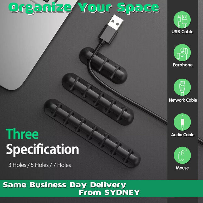 VALUE PACK USB Charge Cable Holder Desk Cable Clips Organizer Cord Management - Aimall