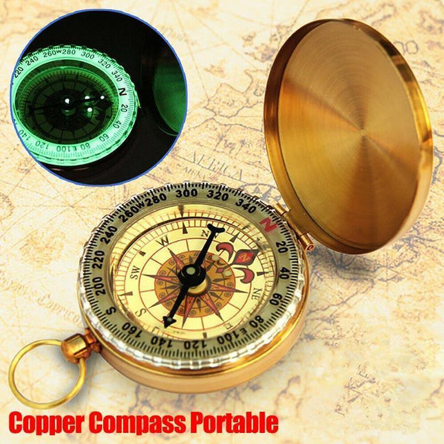 Classic Portable Brass Compass Camping Survival Outdoor Hiking Watch Map New AU - Aimall
