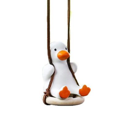 Car Pendant Cute Anime Little Duck Swing Auto Rearview Mirror Hanging Ornament - Aimall