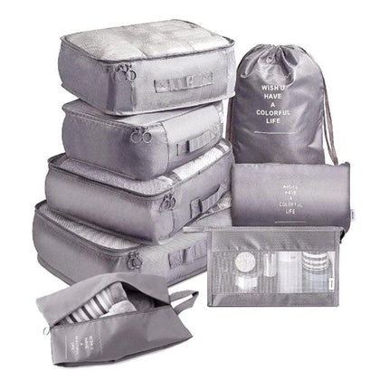 8PCS Packing Cubes Travel Pouches Luggage Organiser Clothes Suitcase Storage Bag - Aimall