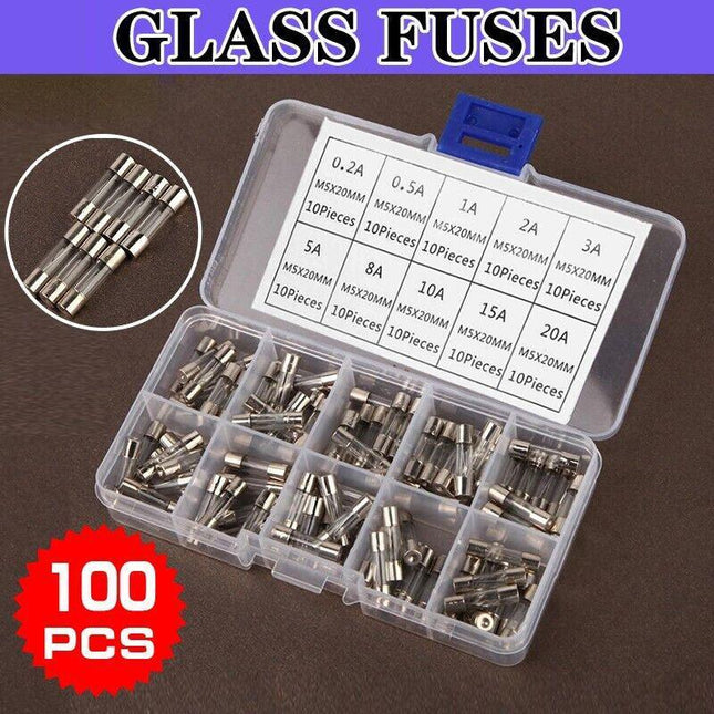 100PCS 5 x 20mm Fast Quick Blow Glass Tube Fuse Assortment Box Kit Fast-blow - Aimall