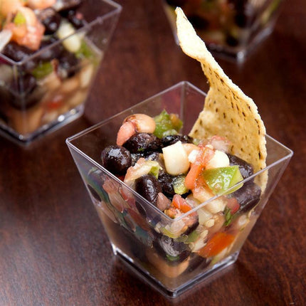 Array of Plastic Dessert Cups filled with colorful desserts.