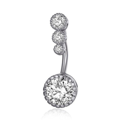 Belly Button Rings Bar Navel Surgical Steel Zirconia Piercing Body Piercing - Aimall