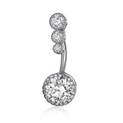 Belly Button Rings Bar Navel Surgical Steel Zirconia Piercing Body Piercing - Aimall