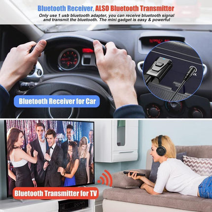 2in1 USB Bluetooth5.0 Transmitter Receiver Audio Adapter AUX 3.5mm TV PC Speaker - Aimall