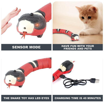 Pet Cat Toy Smart Sensing Snake Toys Cats USB Charging Electron Interactive Toy - Aimall